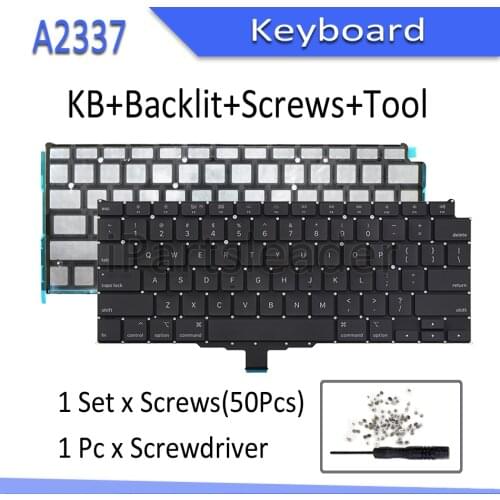 New for Macbook Air 13" M1 A2179 Keyboard US UK English French Spanish German Danish Italian with Backlight Screws Set 2020 Year