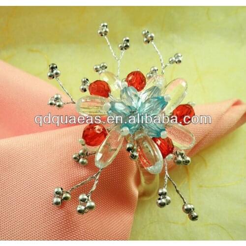 Acrylic napkin ring flower, wedding and pearl napkin holder