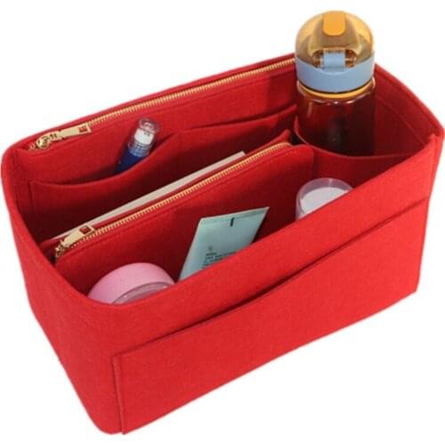 Purse Organizer Insert Felt Bags Handbag with Zipper Tote Shaper Portable Multi Pocket 3 Size 4 Colors Optional