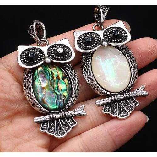Hot Selling Natural Alloy Shell Personality Cute Animal Owl Pendant for Making DIY Necklace Pendant Student Girlfriend Gift