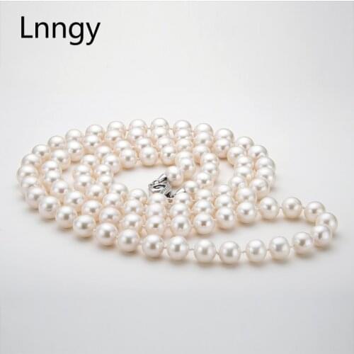 Lnngy Freshwater Pearl Necklace 18In/20In/36In Temperament Necklace Kashmir Fashion Vintage Natural Female Beads Birthday Women