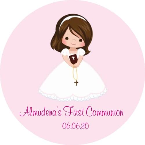 Girl First Communion Stickers Envelope Seals with customized texts