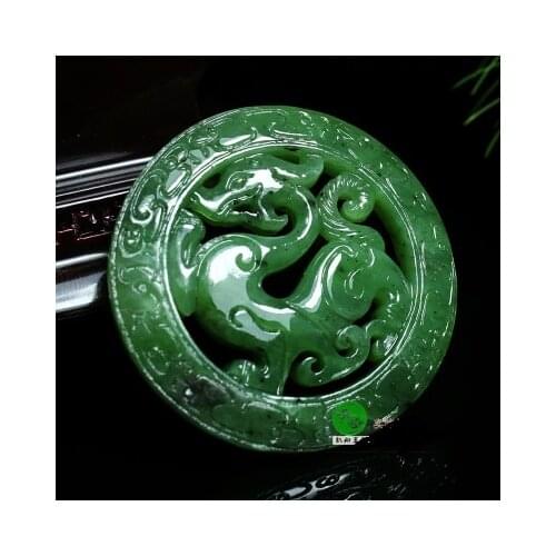 Natural Xinjiang Hetian antique Dragon Pendant double faced hollow dragon phoenix Necklace amulet + rope delivery