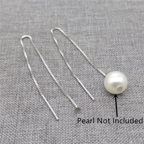 2prs of 925 Sterling Silver Box Chain Earring Threaders w/ Rhodium Plated