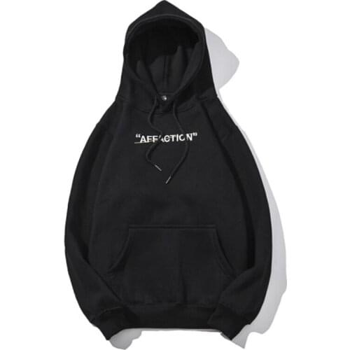 New Style Popular Logo Pure Cotton Chinese Print Loose Hooded Top Lovers Pullover Hoodie Sweatshirt