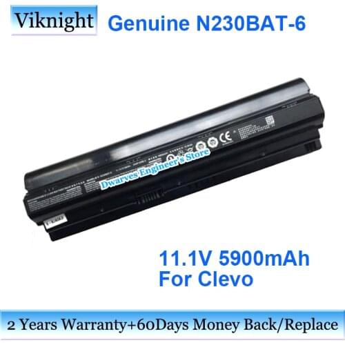 Genuine N230BAT-6 Battery For Clevo N230BAT-3 N230BAT6 Laptop Battery 11.1V 5900mAh 66Wh