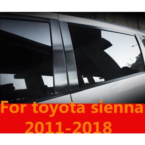 Trim Car Window BC Column sequins Stirps Cover Stickers Exterior decoration Auto Accessories For toyota sienna 2011-2018