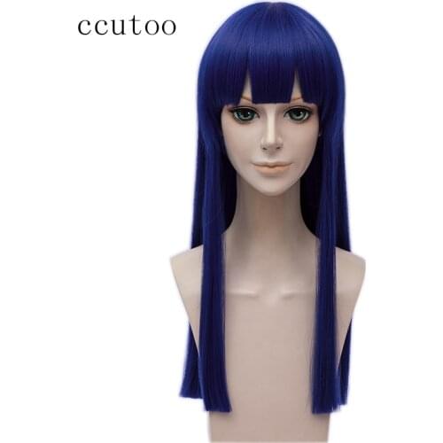 Ccutoo wig New Poputepipikku Pipimi Cosplay Wigs Dark Blue Heat Resistant Synthetic Hair 60cm Cosplay Wig