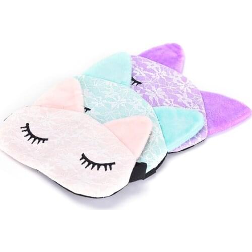 Microfiber Eye Mask Eyepatch Blindfolds Cartoon Lace Eyeshade Sleeping Mask Cover For Health Care To Shield The Light 3 Colors