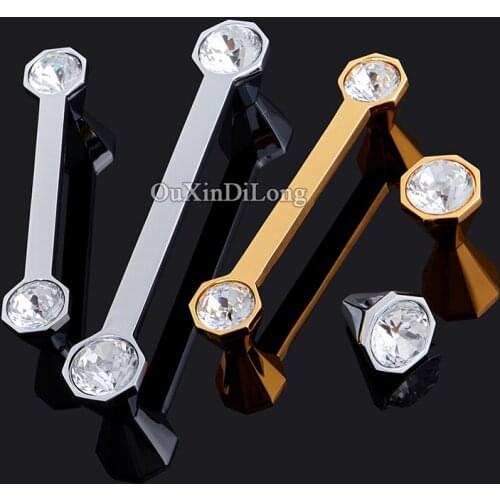 Top Designed 10PCS European Inlaid Crystal Kitchen Door Handles Cupboard Wardrobe Drawer Wine Cabinet Pulls Handles & Knobs