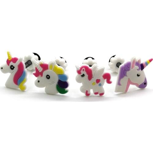 1PC Cute Unicorn Spring PVC Shoe Charms Animal Horse Shoe Accessories Standing Shoe Decoration Shaking Ornaments Kids Gift