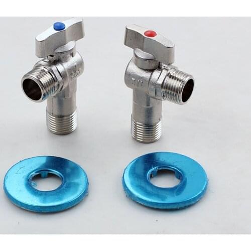 2Pcs Standard G1/2' Threaded Bathroom Angle Filling Valve Faucets Brass Kitchen Cold Hot Mixer Tap Accessories