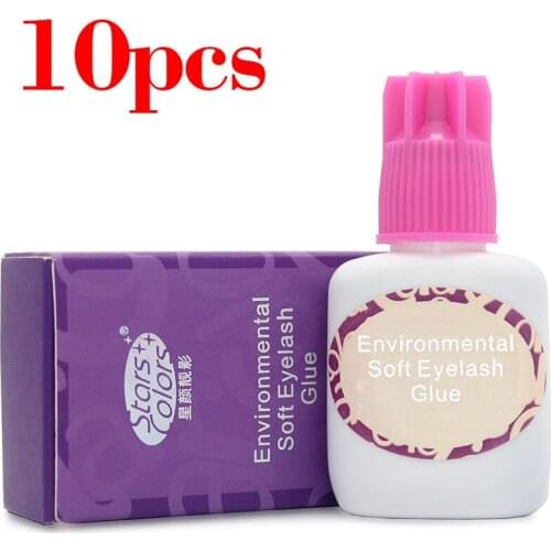 StarsColors 10pcs/lot No Irritation Eyelash Extension Glue Waterproof False Lashes Adhesive Black Strong Sticky No Stimulation