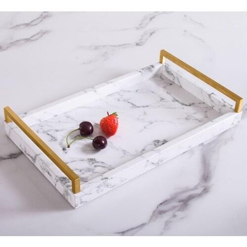 Light Luxury Home Nordic Rectangular Marble Pattern Tray Jewelry Storage Tray Tea Tray Classic Anti-made Marble Pattern