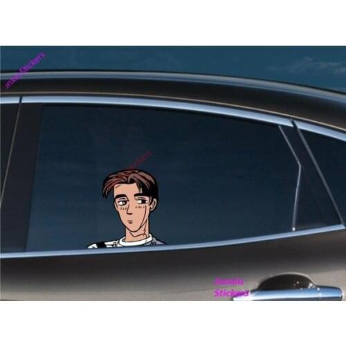 Reflective JDM Initial D Takumi Fujiwara Thumbs Up Peeking Car Stickers Funny Bumper Window Cover Scratches Decals KK15*15cm
