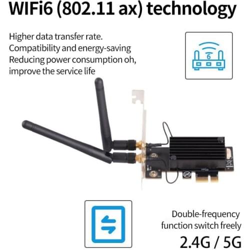Wifi 6 PCI-e Network Card Dual Band 5G 2.4G 802.11AX Bluetooth 5.0 Wireless Wifi6 PCI Express Antenna For Intel AX200