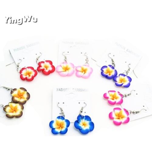 Yingwu Handmade Polymer Clay Plant Stud Earrings For Women 3D Colorful Jewelry Lovely Flower Earring
