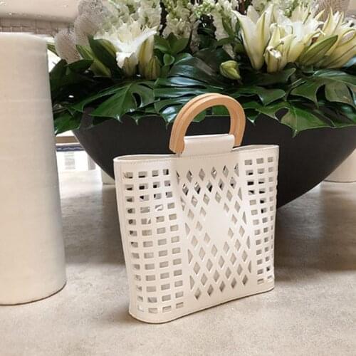 Women Bags Handbags Beach Bag Bolsa Feminina Wood Totes Bag PU Leather Crossbody Bag Purses