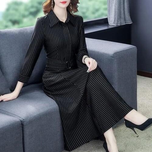4XL Plus Size Womens Long Dress 2021New Spring Autumn Stylish Elegant Striped Dress Middle Age Mother Maxi Dresses Vestidos 277