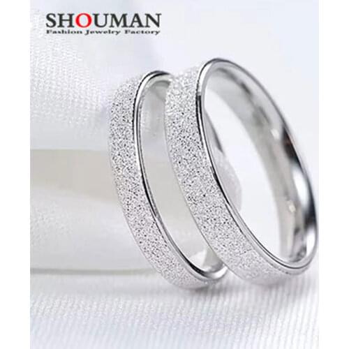 SHOUMAN 2mm/4mm Simple Matte Narrow/Wide Ring Titanium Steel Ladies Fashion Rose Gold/Silver Wedding Ring Jewelry high quality