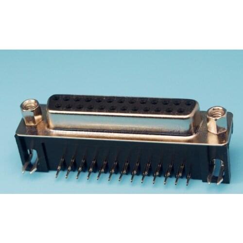 10pcs DR25 female Connector two rows 90-degree bent needle DB25 female PCB Mount VGA female socket