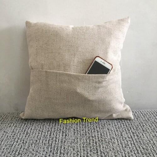 10pcs/lot monogram linen cotton mixed 3 colors pocket pillow cover Fathers day gift monogram pillow case