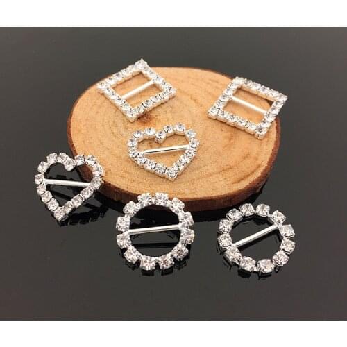 4 Design 5pcs Crystal Rhinestone buckles Fit Wedding Ribbon Hair Jewelry