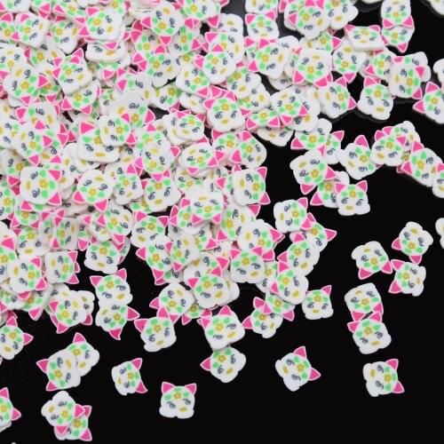 100g/lot Cute Cat Slices Polymer Clay Animal Sprinkles Clay for Arts and Mobile Decoration DIY Crafts Filler Accessories 5mm