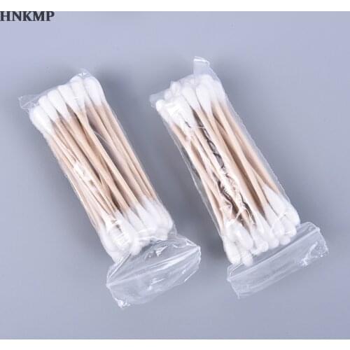 100pcs/ Pack Double-ended cotton swabs for makeup Buds Tip for Medical Wood Sticks Nose Ears Cleaning Health Care