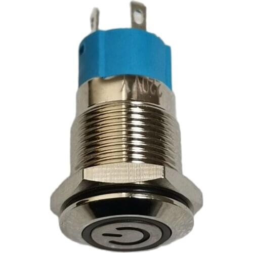 Ring LED with Power Symbol 12mm Latching Metal Push Button Switch 3V 6V 12V 24V 220V