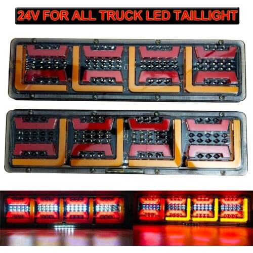 2PCS For All Trailer Lorry Bus Campers UTE ATV 24V Dynamic LED Truck Tail Lights Turn Signal Rear Brake Reverse Traffic Fog Lamp