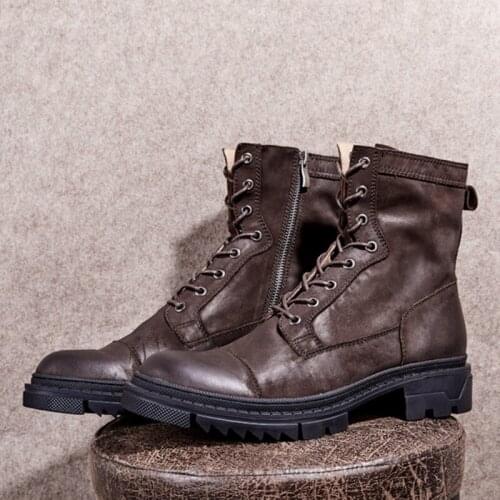 2021 Winter Boots For Men Genuine Leather Boots Men Military Vintage Work Boots Men 9#15/10d50