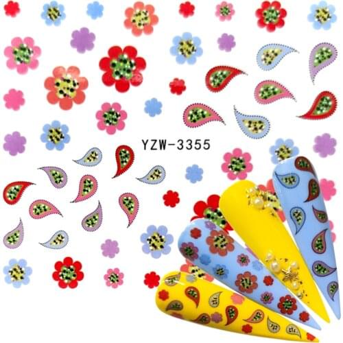 WUF 2020 1 Sheet Optional Water Decal Nail Art Water Transfer Gothic Blooming Flower Sticker Stamping For Nails Art Stamp