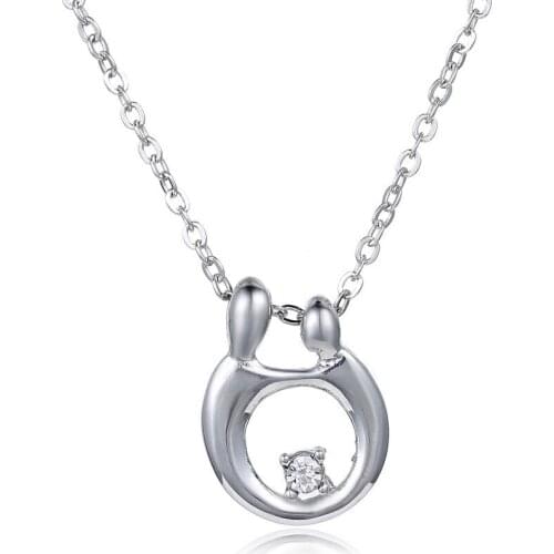 24PC/Lot Trendy Clear Crystal Family Love Pendant Necklace Wife Husband Valentines Day Gifts Charm Jewelry Choke Collar Bijoux