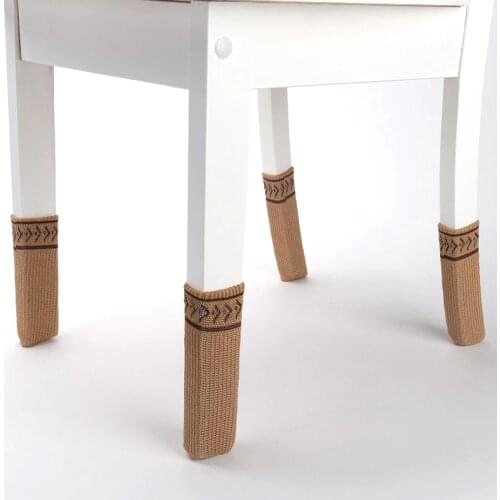 4pcs Knitted Chair Leg Cover Table Chair Foot Socks Floor Protection Pad Non-slip Furniture Table Leg Protector Chair Feet Cover