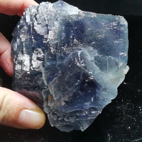 424.3gNatural ladder violet blue fluorite mineral specimen crystal healing energy home decoration QUARTZ GEM