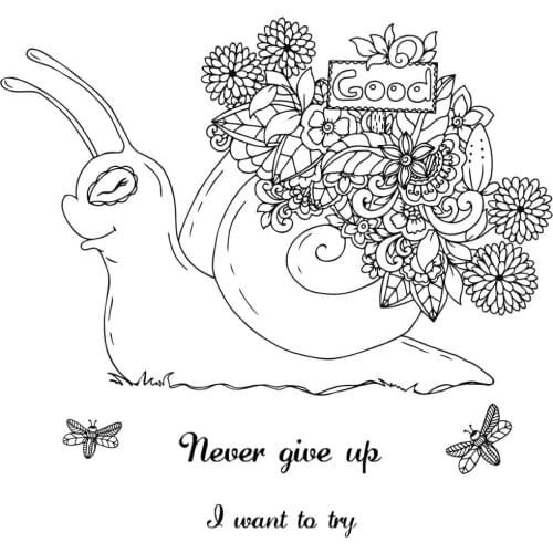 AZSG Cute Snai / Never Give Up Clear Stamps For DIY Scrapbooking Decorative Card making Crafts Fun Decoration Supplies 13*13cm