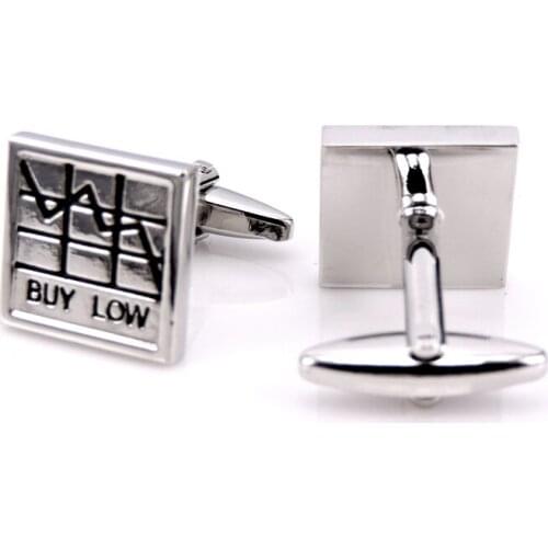C-MAN Luxury Promotion!! Business Cufflinks silver color novelty BUY LOW&SELL HIGH design Steel material free shipping