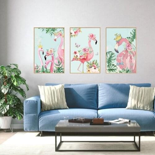 Flamingo photo frame decorative stickers PVC Material Art wall decals For Living room childrens room bedroom decor sticker