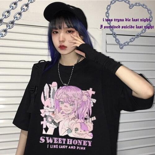 Anime Eyes Cartoon Tee Haikyuu TShirt Women Japan Anime Fashion T Shirt Female Casual Loose Tops Hip Hop Harajuku T-Shirts