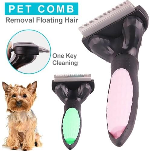One Key Cleaning Pets Comb Professional Dog Cat Stainless Steel Combs Anti Skid Holdle Hair Removal Cleaning Pets Beauty Tools