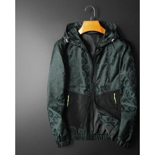 Autumn mens trend fashion light luxury pattern ruffian handsome fried street hooded personality jacket youth casual jacket men