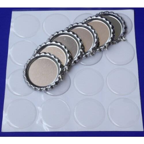 Hot 1000 pcs Both Side Colored with Hole and Ring Flattened Bottle caps Crown Bottlecap &1000 pcs 1'' Round Clear Epoxy Stickers