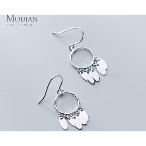 Modian New Style Vintage Dreamcatcher Swing Dangle Earrings For Women Sterling Silver 925 Fashion Drop Earring Female Jewelry