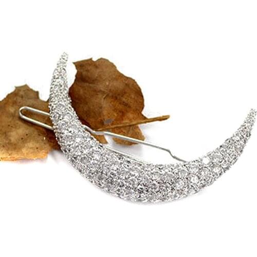 Fashion Gold Silver Color Diamante Moon Hairgrips Crystal And Rhinestone Hair Clip Barrette For Girls Women Jewelry Accessories