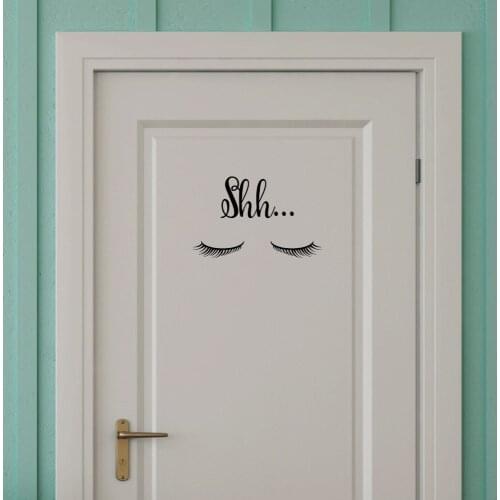 Closed Eyes Pattern Wall Stickers Quotes Shh Door Decals Vinyl Home Art Mural Special Design Eyelash Decor Baby Rooms DIY SYY936