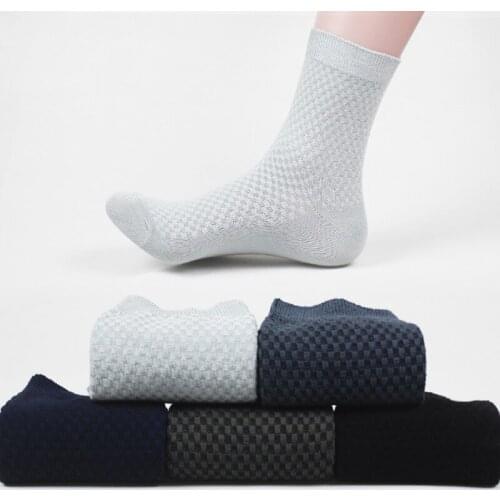 High Quality Mens Bamboo Fiber Socks Compression Long Socks Mens Solid Color Absorb Sweat Breathable Business Casual Male Sock