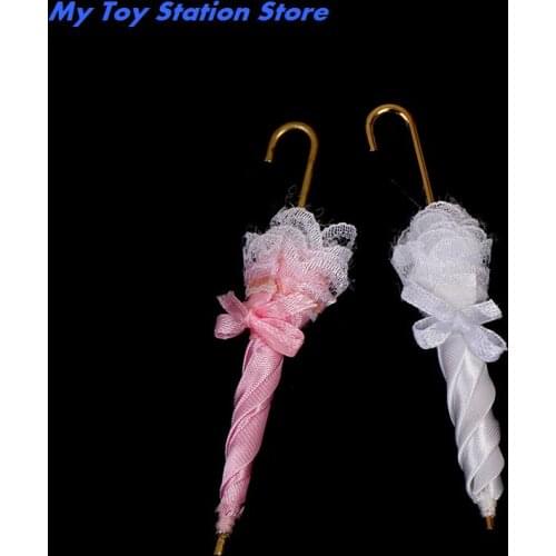 New Mini Doll House Accessories Pretty fine Gifts Dollhouse Miniature Royal Lady Lace Umbrella Decoration 8.5cm