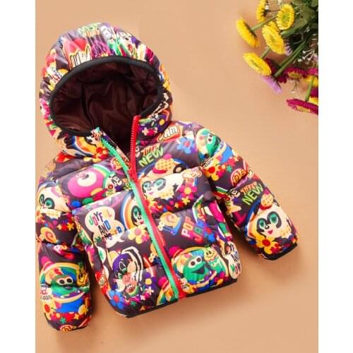 NEW Hot Sale Hooded Girls Boys Winter Coat Long Sleeve Boys Winter Jacket WindProof Children Kids Winter Jacket Cartoon printing