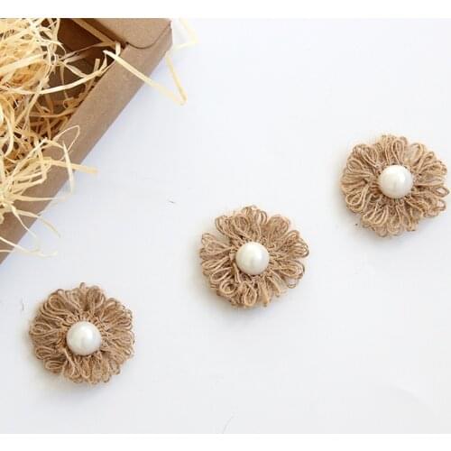 New Arrival Natural Village Wedding Decoration Natural Hemp Flower with Pearl Wedding& Daily Party DIY Party Supplies 10pcs